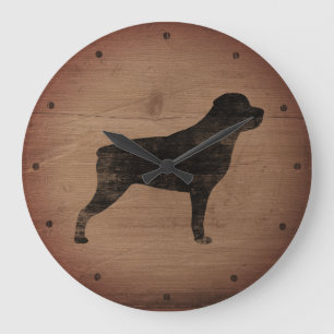Relógio Grande Rustic Silhouette Rottweiler