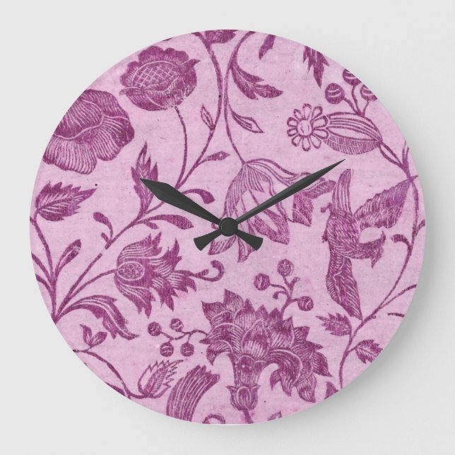 Relógio Grande Rustic Vintage Wildflower Purple Floral (Frente)
