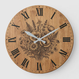 Relógio Grande Rustic Wildflower Bouquet Wall Clock