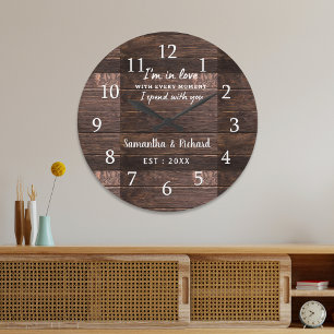 Relógio Grande Rustic Wood Love Cote Casamento Aniversário