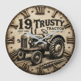 Relógio Grande Rusty Tractor Vintage Farm