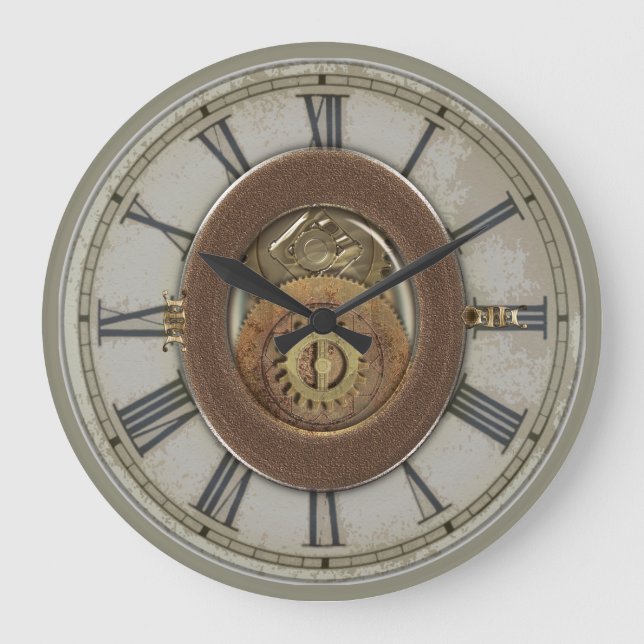 Relógio Grande Rusty Vintage Cogs Steampunk (Frente)