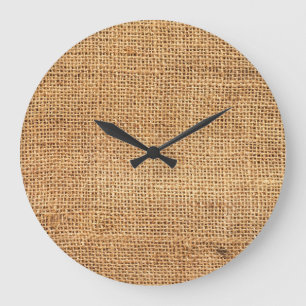 Relógio Grande Saco Brown Burlap: Fundo do Véu Texturizado