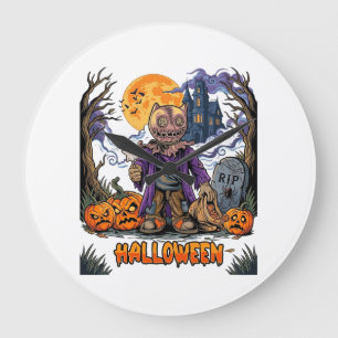 Relógio Grande Saco de Doces Espantalho de Halloween Abóboras Cas