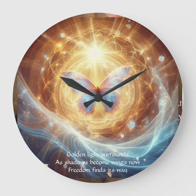 Relógio Grande Sacred Transformation - Luminous Butterfly Clock (Frente)
