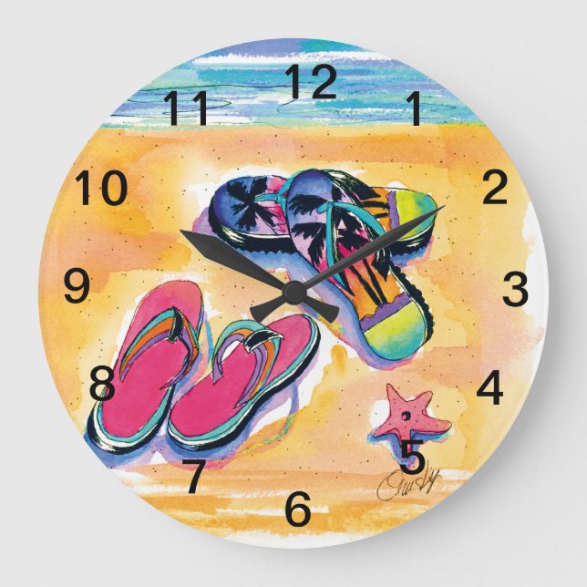 Relógio Grande Sacudir-Flop clock, Large Beach Clock (Frente)