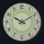 Relógio Grande Sage Green Art Deco<br><div class="desc">Em cinzentos legal e verdes com um design de deco de arte,  este relógio lhe dará um toque único em sua própria casa.</div>