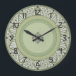 Relógio Grande Sage Green Art Deco<br><div class="desc">Em cinzentos legal e verdes com um design de deco de arte, este relógio lhe dará um toque único em sua própria casa.</div>