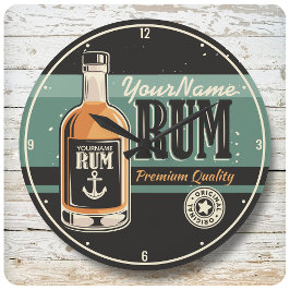 Relógio Grande Sailor Personalizado Rum Liquor Bottle Sign