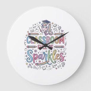 Relógio Grande Sala de Aula de Unicórnio Cheia de Brilhos Merch O