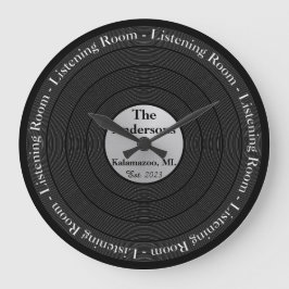 Relógio Grande Sala de Escuta dos Registros de Vinilo do dia de o