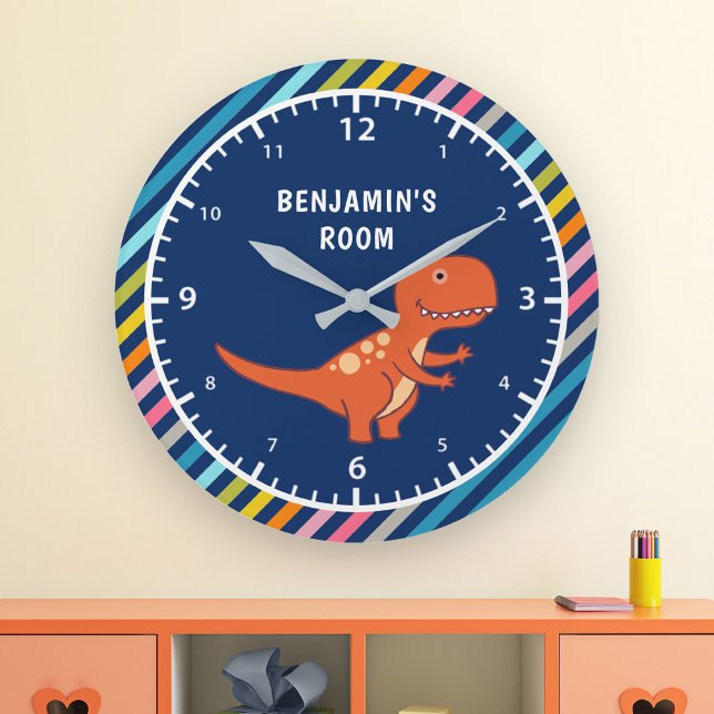 Relógio Grande Sala De Garotos De Dinossauro Laranja E Bonito (Criador carregado)