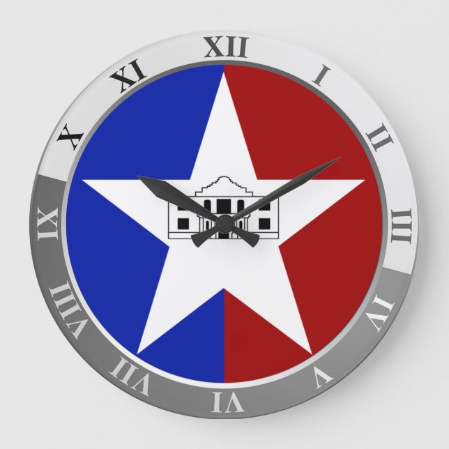 Relógio Grande San Antonio flag Large Clock (Frente)