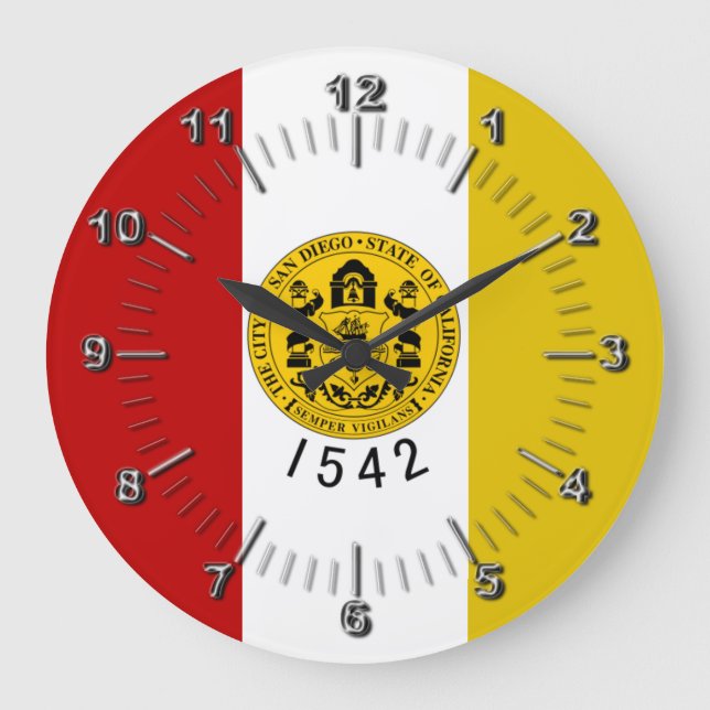 Relógio Grande San Diego flag Large Clock (Frente)