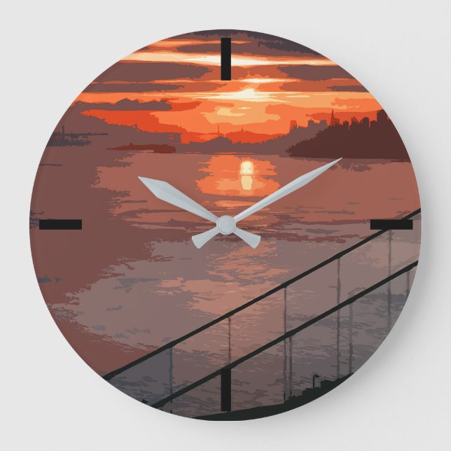 Relógio Grande San Francisco Sunrise - Retro Large Clock (Frente)