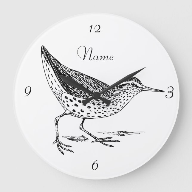 Relógio Grande Sandpiper Shorebird Thunder_Cove (Frente)