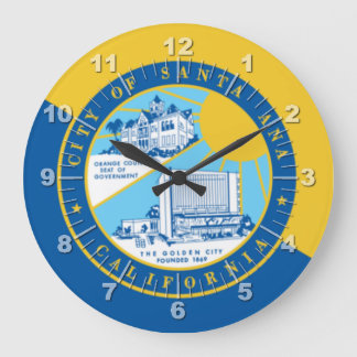 Relógio Grande Santa Ana (California) flag Large Clock