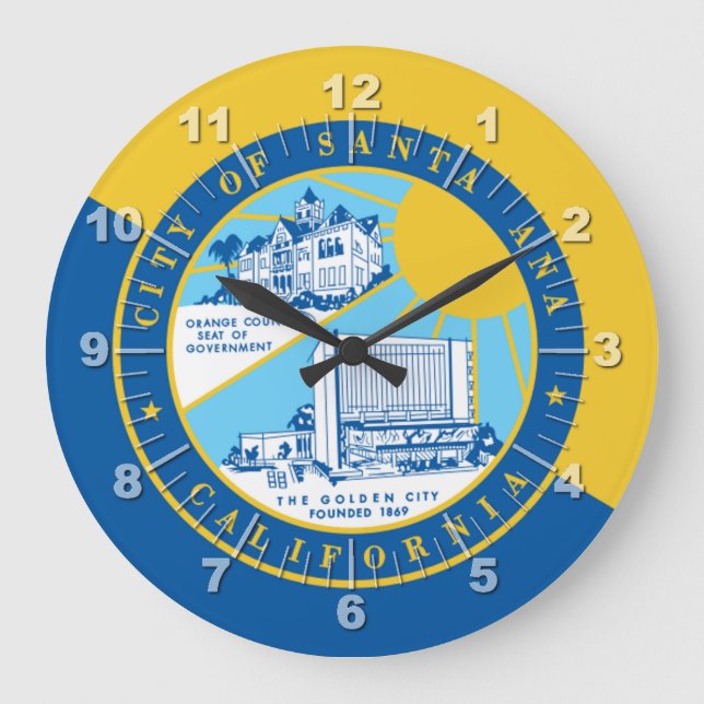 Relógio Grande Santa Ana (California) flag Large Clock (Frente)