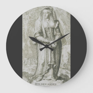 Relógio Grande Santa Hildegarda de Bingen Arte Mística Medieval