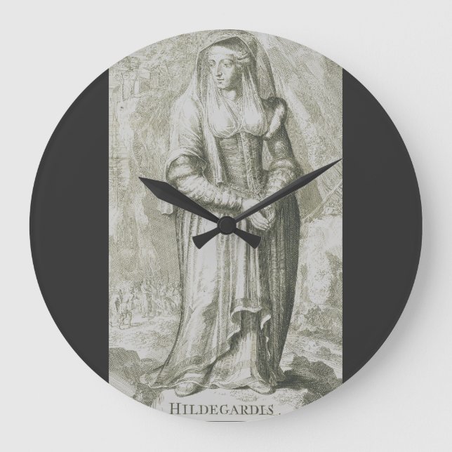 Relógio Grande Santa Hildegarda de Bingen Arte Mística Medieval (Frente)