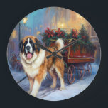 Relógio Grande Santo Bernard Christmas Fesason Season<br><div class="desc">Prepare-se para celebrar o feriado com o nosso charmoso Design cênico de Natal do Cão! Este delicioso produto apresenta adoráveis companheiros caninos rodando em meio a uma terra maravilhosa do inverno, adornada com luzes cintilantes, holly, e ornamentos festivos. Seu coração derreterá enquanto você testemunha cachorros vestidos com chapéus de Papai...</div>