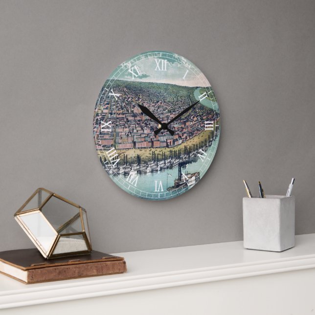 Relógio Grande Santo de Mapa Antiquado, Rio Louis Missouri (Escritório)