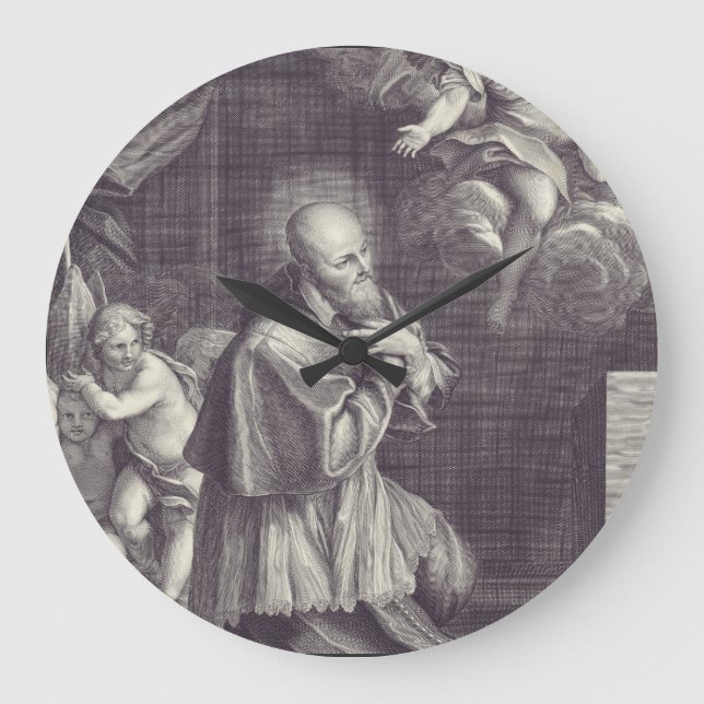 Relógio Grande Santo Francis de Sales Doctor of the Church (Frente)