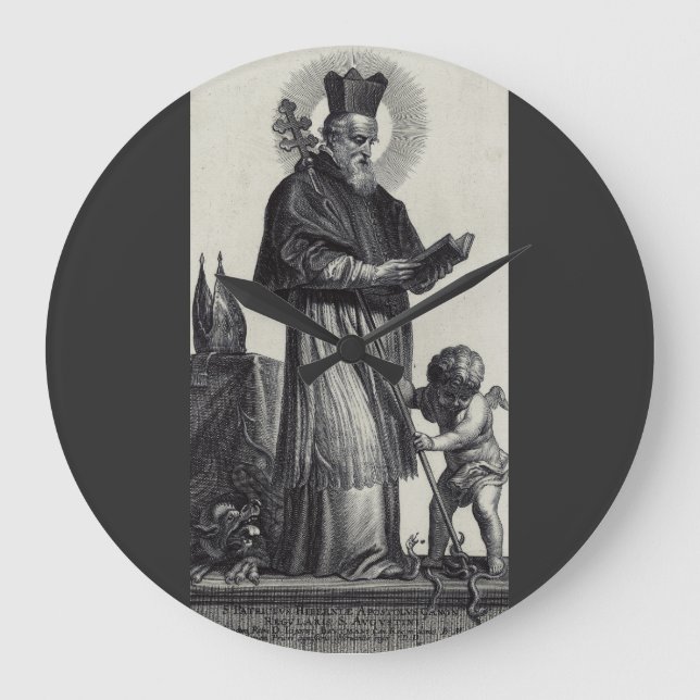 Relógio Grande Santo Patrício Apóstolo da Irlanda Arte Monocromát (Frente)