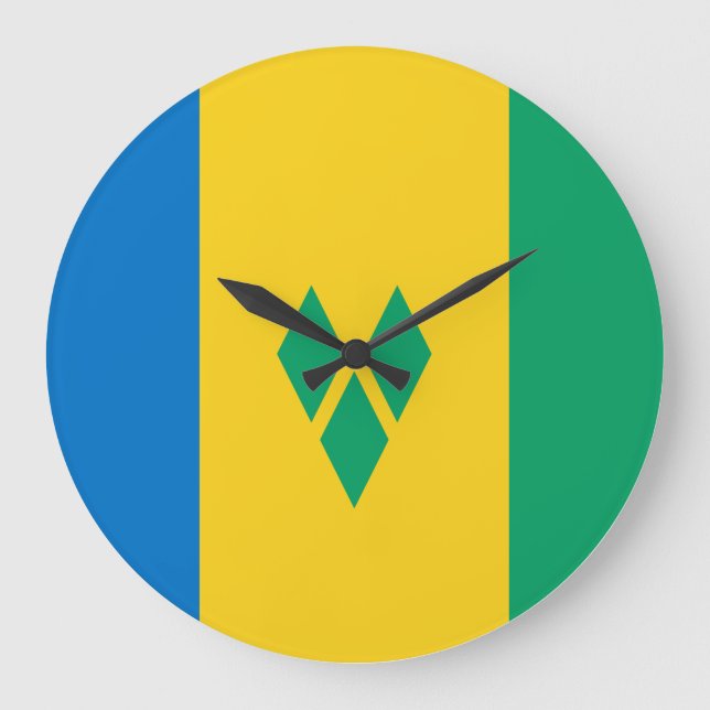Relógio Grande Santo Vincent & Grenadines Flag (Frente)
