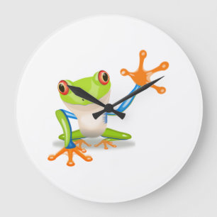 Relógio Grande Sapo azul e verde dos desenhos animados