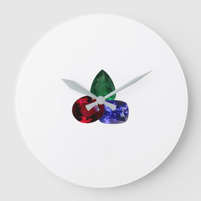 Relógio Grande Sapphire Ruby Emerald Gemstone Large Clock (Frente)