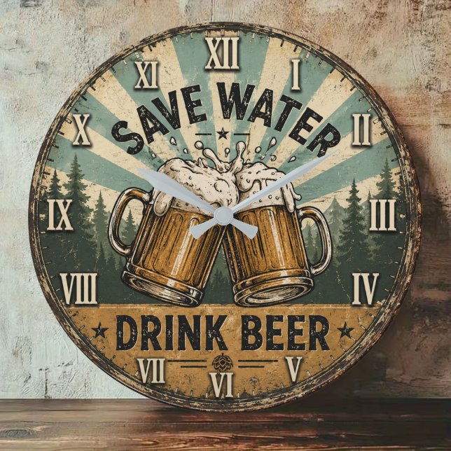 Relógio Grande Save Water Drink Beer Funny (Criador carregado)