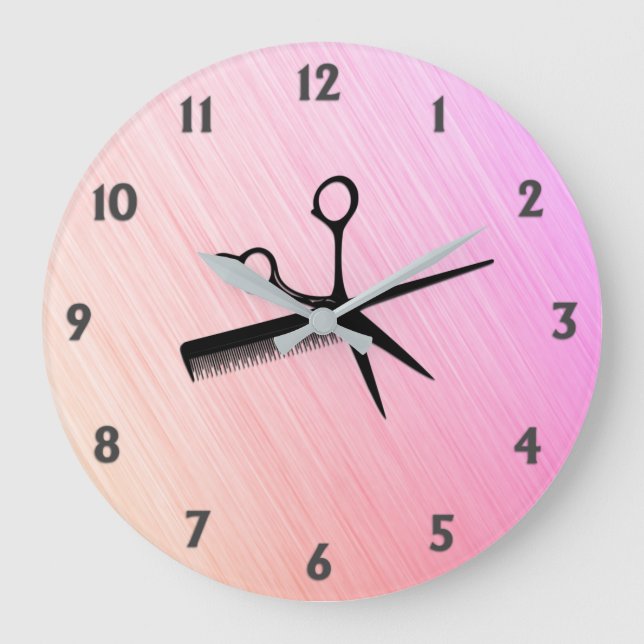 Relógio Grande Scissor and Comb Pink (Frente)