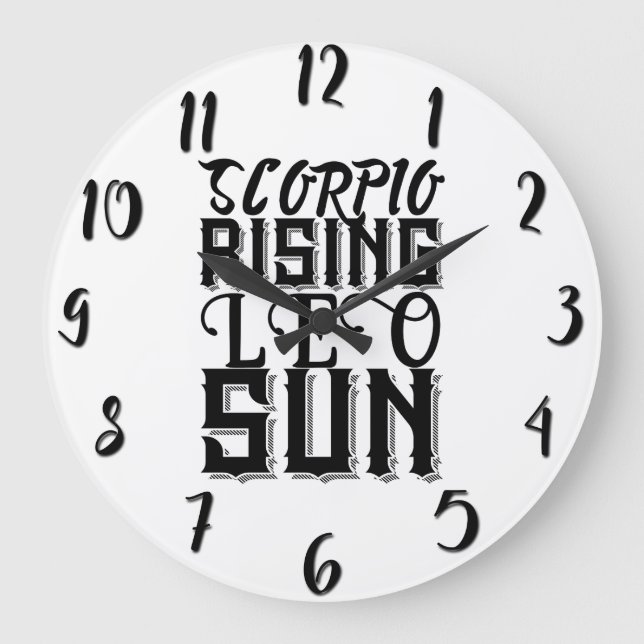 Relógio Grande Scorpio Ascendente Sol em Leão Astrologia Horóscop (Frente)