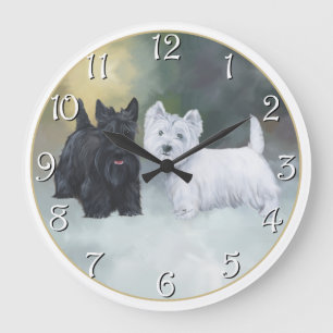Relógio Grande Scottie Westie Inverno