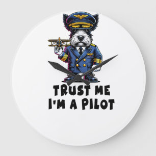 Relógio Grande Scottish Terrier Confie Em Mim Sou Um Piloto