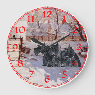 Relógio Grande Scottish Terrier Winter Snow Clock