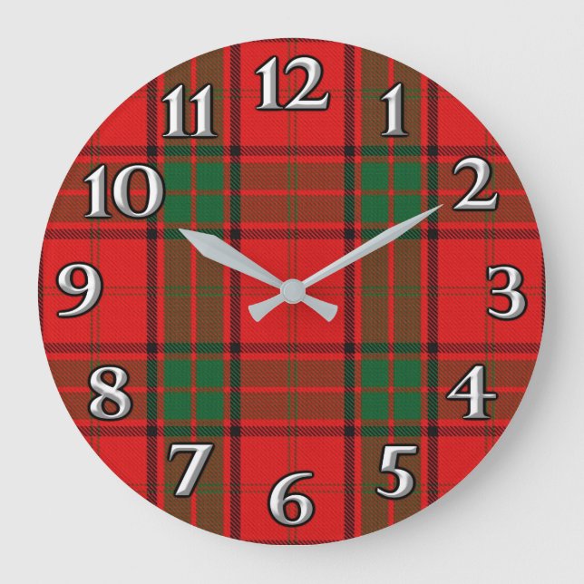Relógio Grande Scottish Time Accents Clan Maxwell Tartan (Frente)
