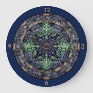 Relógio Grande Sea Turtle Mandala Circle Pattern Illustration