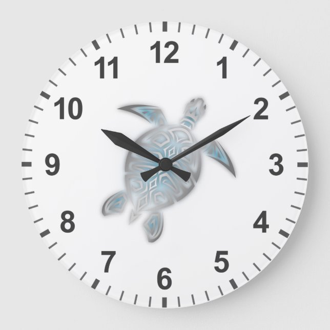 Relógio Grande Sea Turtle Silver White Coaster Maritime (Frente)