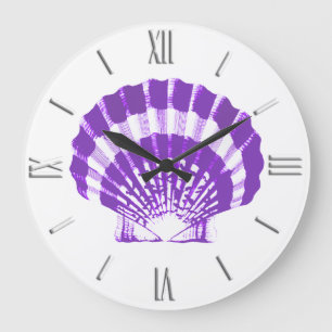 Relógio Grande Seashell - violet and white