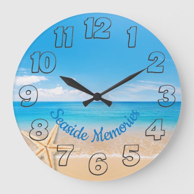 Relógio Grande Seaside Memories Round Wall Clock (Frente)