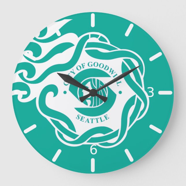 Relógio Grande Seattle (Washington) flag Large Clock (Frente)