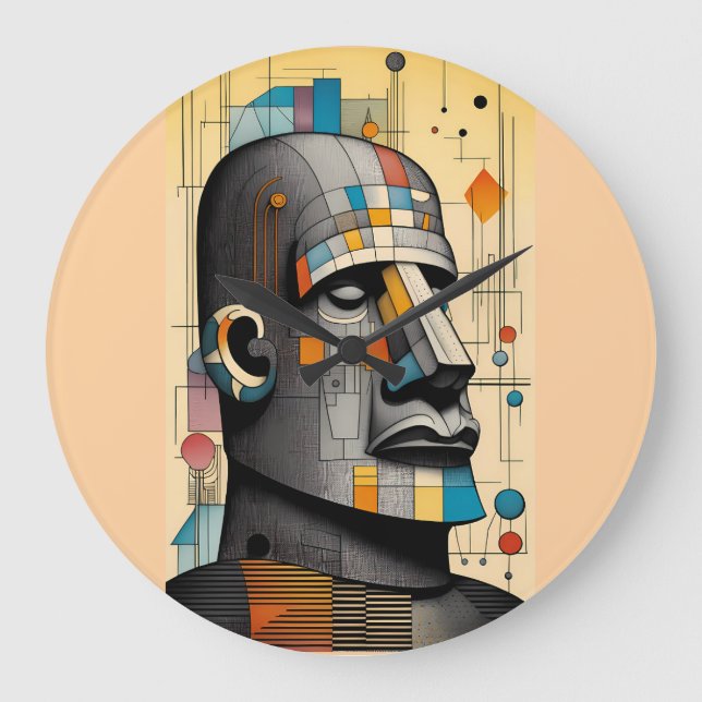 Relógio Grande Século 21 Moai - Ken Gage Tiki Art (Frente)