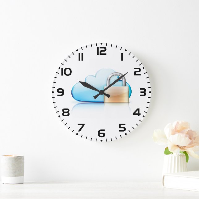 Relógio Grande Secure Cloud Storage Icon with Padlock (Criador carregado)