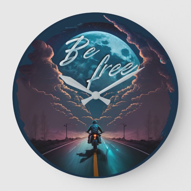Relógio Grande Seja livre | Motociclismo de lua (Frente)