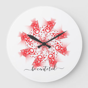 Relógio Grande Seja um rabisco de linha fractal de mandala vermel