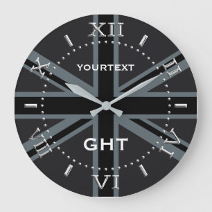 Relógio Grande Seletor britânico preto personalizado da bandeira