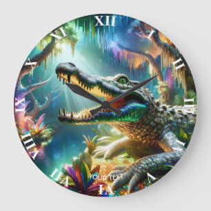 Relógio Grande Selva Crocodilo Encantada Fantasy