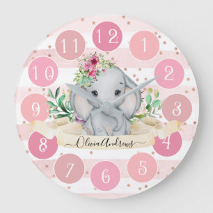 Relógio Grande Selvagem - Elefante para Bebês e Flores Grande Rel